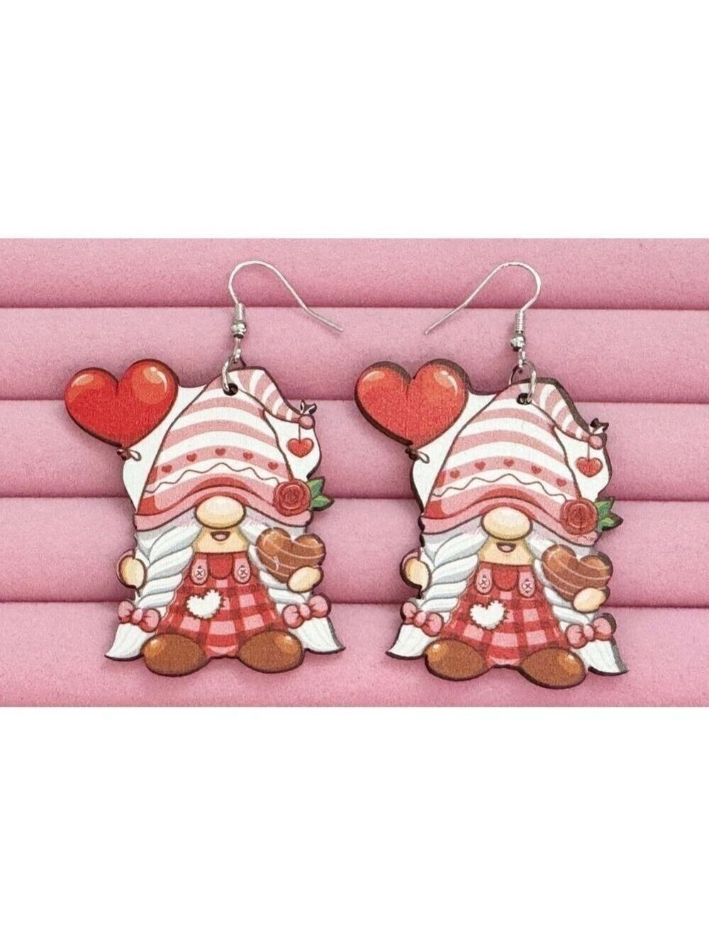 Valentine's Day Gnome Earrings Light Weight
